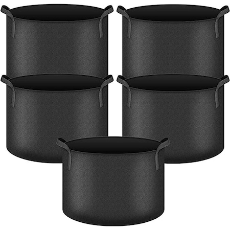 Ipower Grow Bag, 25-gallon, 5-pack, Black, 5PK GLGROWBAG25X5BLK